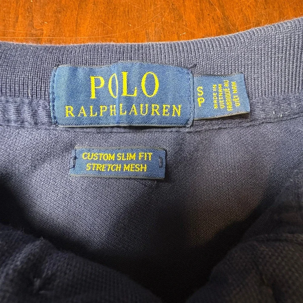Polo Ralph Lauren Custom Slim Fit Navy Stretch Mesh Polo Shirt Small